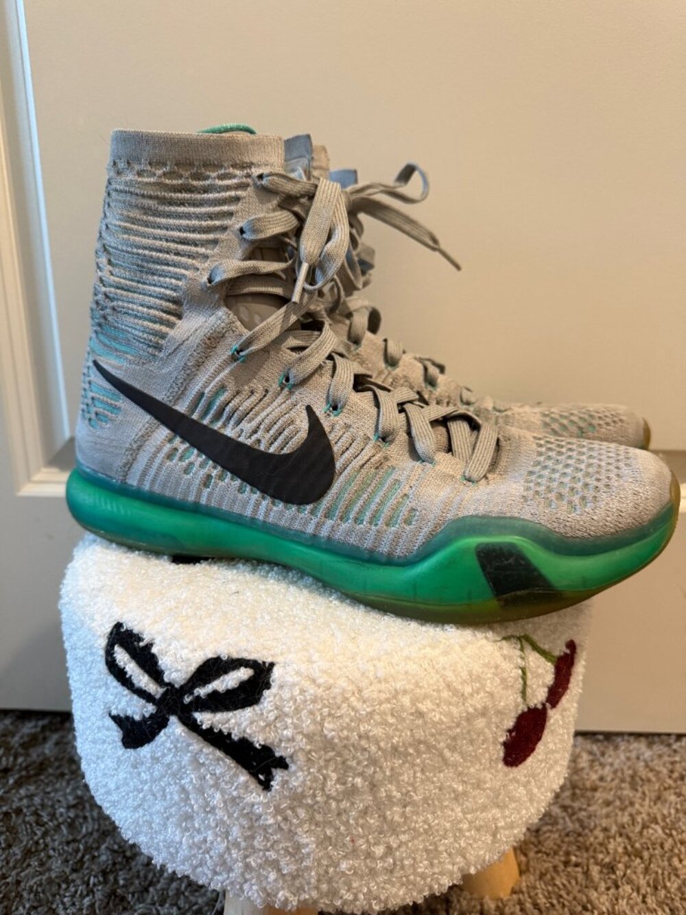 Nike Kobe 10s Gray and Teal High-Top Sneakers